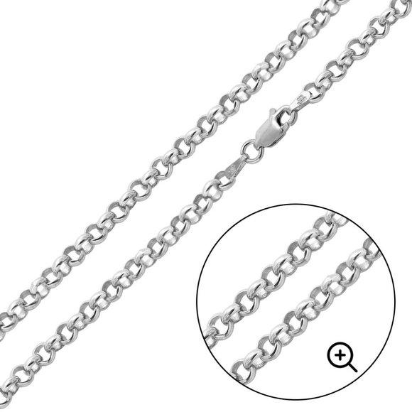 Silver 925 Solid Round Rolo Chain 2.6mm 24 inches